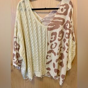 POL Oversized V-neck Knit Sweater